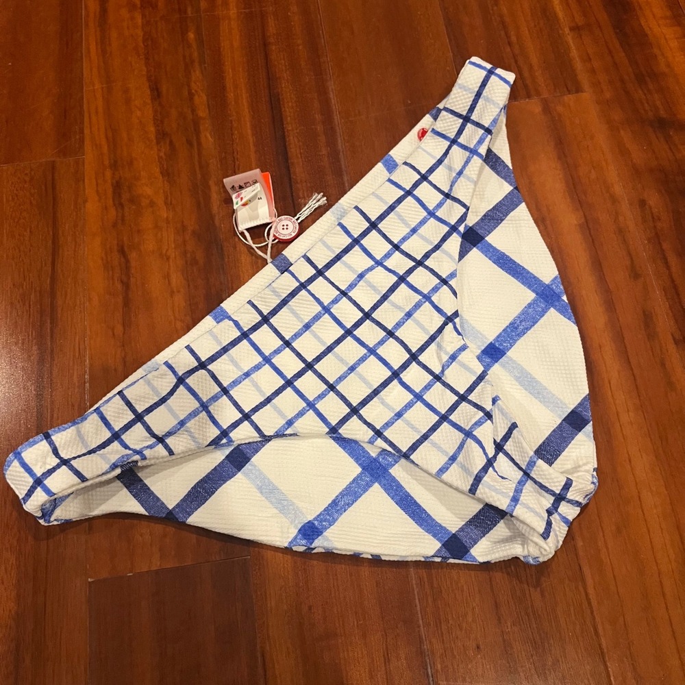 Red Carter Bikini Bottom Blue White Plaid Check Reversible Swim Newâ No Tag Sz L